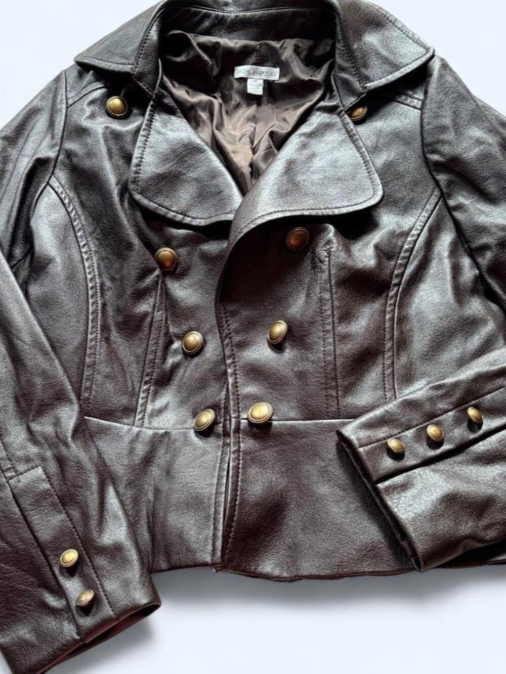 Vintage Fashion Bug Dark Brown Faux Leather Jacket